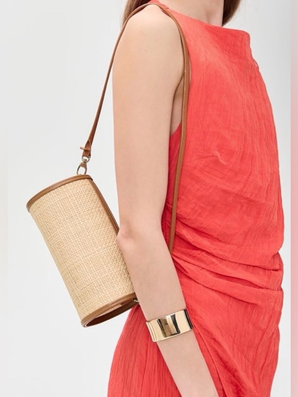 New NWT BEMBIEN Lilou mini raffia cylinder bag